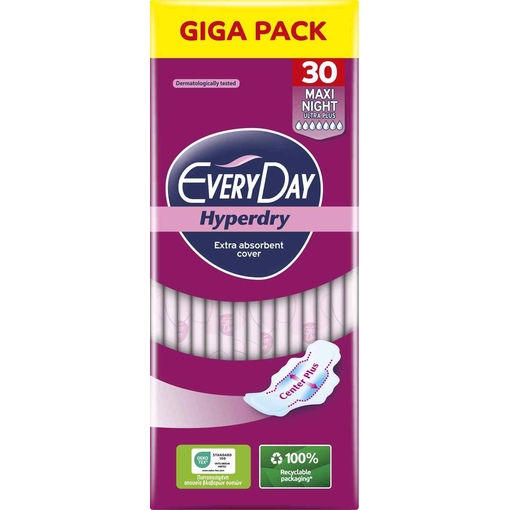 Product Every Day Ultra Plus Hyperdry Maxi Night Σερβιέτες με Φτερά Giga Pack 30τμχ base image