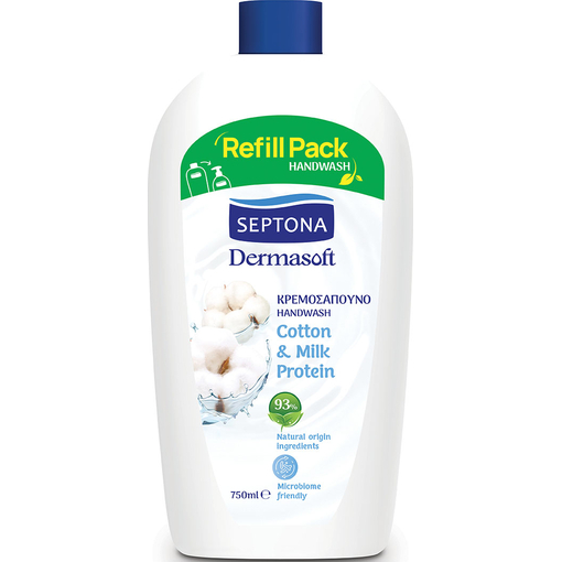 Product Septona Dermasoft Cotton & Milk Protein Ανταλλακτικό Υγρό Κρεμοσάπουνο 750ml base image