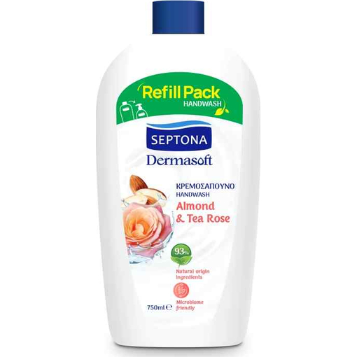 Product Septona Dermasoft Almond & Tea Rose Ανταλλακτικό Υγρό Κρεμοσάπουνο 750ml base image