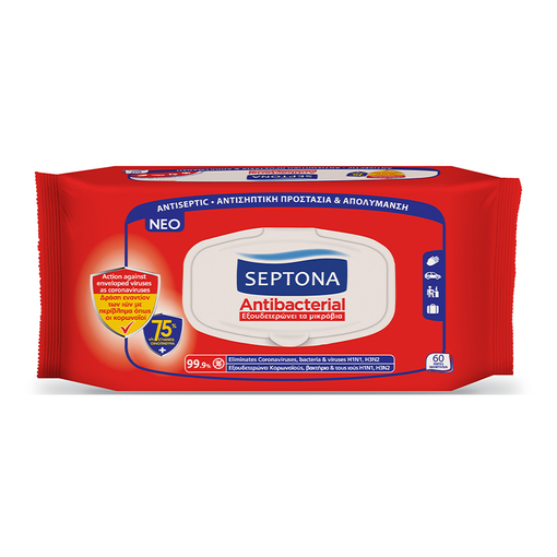 Product Septona Refresh Cleansing & Disinfecting Wipes 75% Ethyl Alcohol 60 Pieces base image
