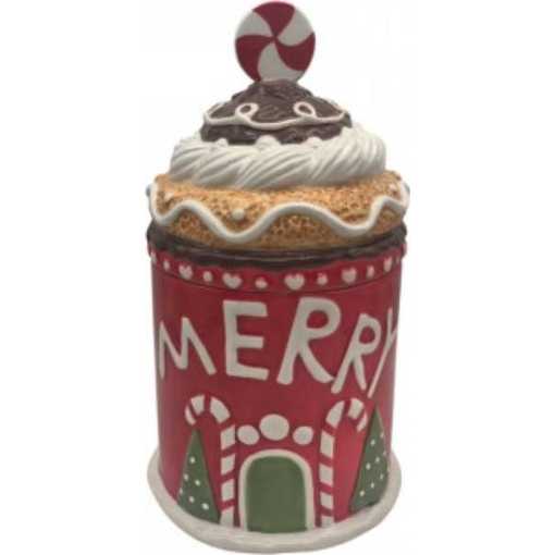 Product Merry Christmas Ceramic Jar With Lid Βάζο Με Καπάκι Κεραμικό 15x15x27cm base image