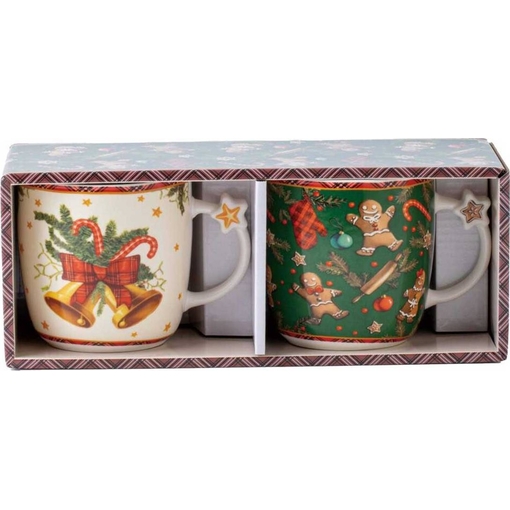 Product Marva Home Πράσινες Καμπάνες Σετ 2 Κούπες Πορσελάνινες $350\text{ml}$ Κουτί Δώρου base image