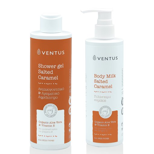Product Ventus Salted Caramel: Family Pack Body Milk 250ml & Shower Gel 250ml base image