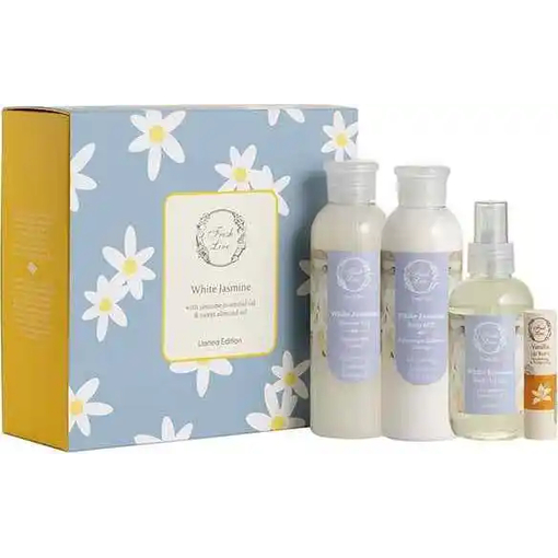 Product Fresh Line Spring Gift Set White Jasmine Eau de Toilette 150ml + Body Lotion 200ml + Shower Gel 200ml + Vanilla Lip Balm 5.4g base image