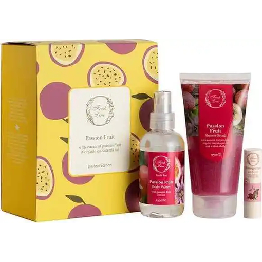 Product Fresh Line Spring Gift Set Passion Fruit Shower Gel & Body Scrub 150ml + Body Water 150ml + Pomegranate Lip Balm 5.4g base image