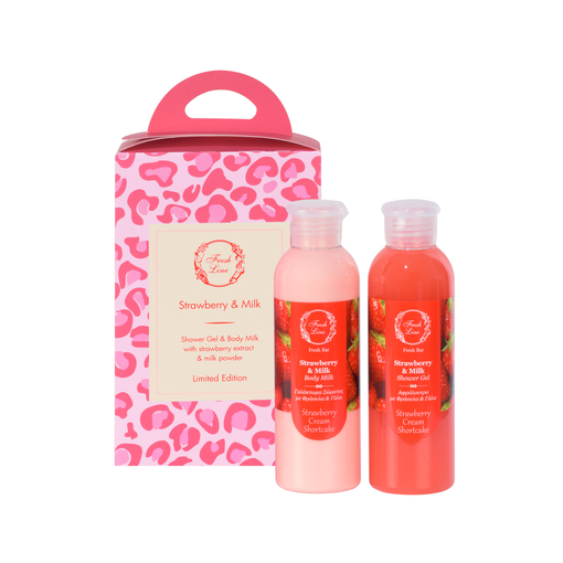 Product Fresh Line Strawberry & Milk Body Set Shower Gel 200ml & Body Milk 200ml base image