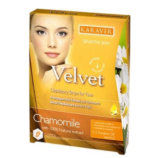 Product Karaver Velvet Sensitive Body Αποτριχωτικές Ταινίες Σώματος με Χαμομήλι 20τμχ base image