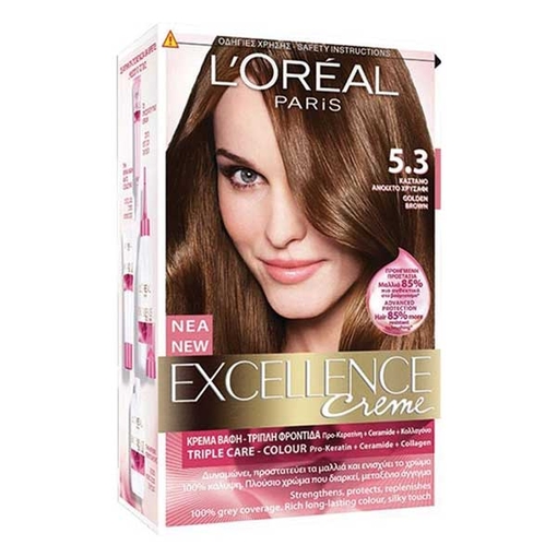 Product L'Oreal Excellence Crème Βαφή Μαλλιών 48ml - No 5.3 Καστανό Ανοιχτό Χρυσαφί base image