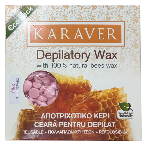 Product Karaver Καυτό Αποτριχωτικό Κερί 250gr Μαργαριτάρια - Ροζ base image