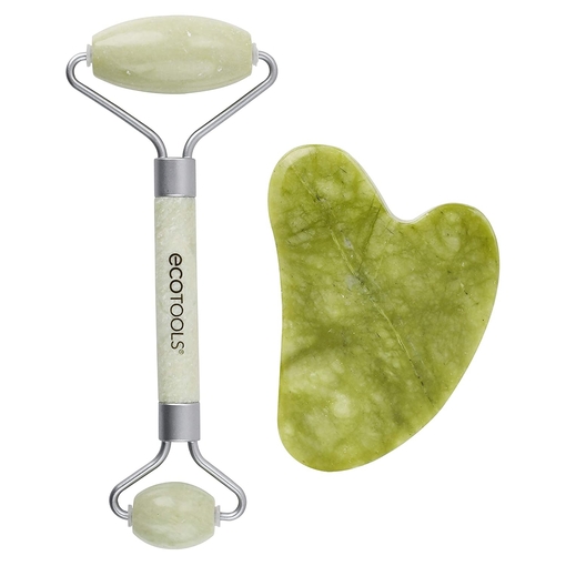 Product Ecotools Jade Roller and Gua Sha Facial Set - Face Roller and Massage Tool 100% Jade Skincare Essential base image