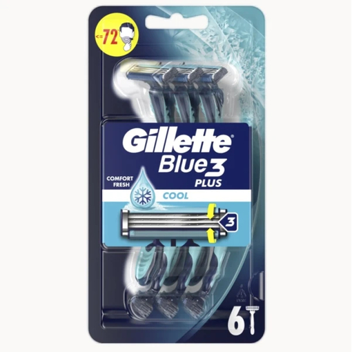 Product Gillette Blue 3 Plus Cool Ξυραφάκια Μιας Χρήσης 6τμχ base image