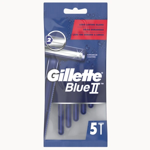 Product Gillette Blue II Fixed Disposable Razors with 2 Blades, 5 pcs base image