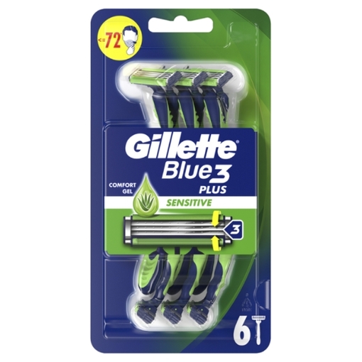 Product Gillette Blue 3 disposable 6pcs Plus Sensitive base image