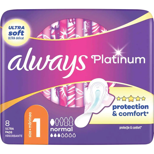 Product Always Ultra Platinum Normal Pads with Wings Size 1 - 8pcs base image