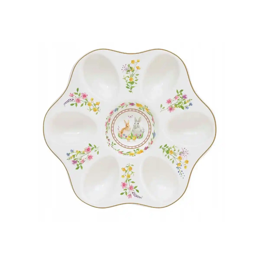 Product Easy Life Happy Easter Porcelain Egg Holder 21x14cm 6-Compartment White base image