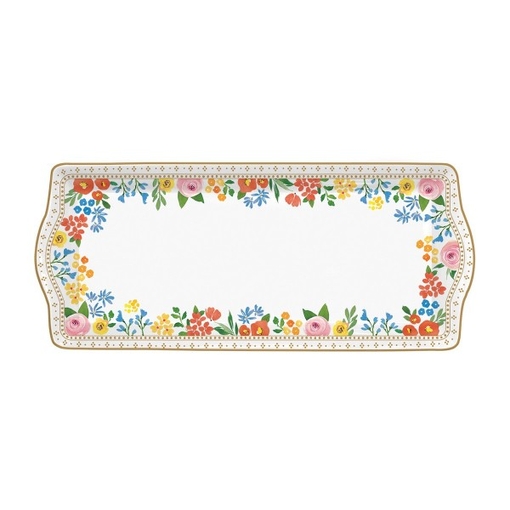 Product Πιατέλα Σερβιρίσματος Boho Flowers 35x15cm Λευκή Πολλαπλών Χρωμάτων Πορσελάνη base image
