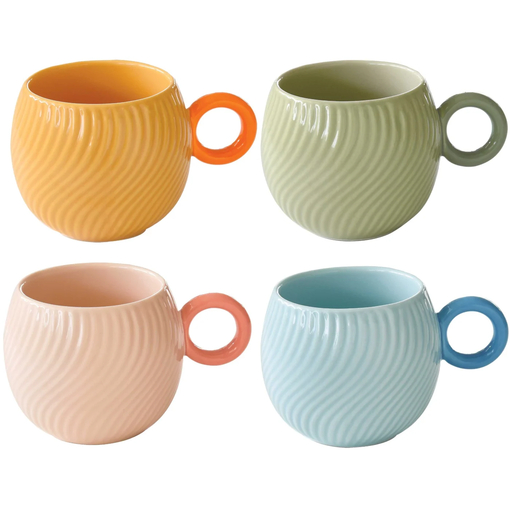Product Marva Σετ Φλιτζάνια Καφέ από Πορσελάνη Waves Πολύχρωμα 4τμχ 350ml base image