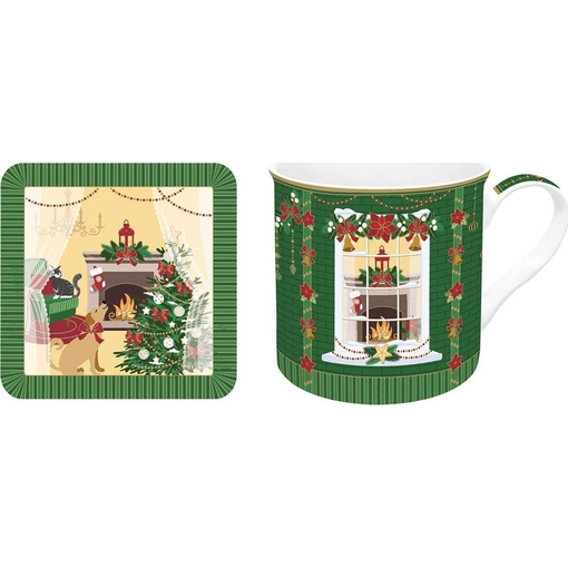 Product Easy Life Festive Avenue Σετ Κούπα Και Σουβέρ Πορσελάνινο $300\text{ml}$ Συσκευασία Δώρου base image