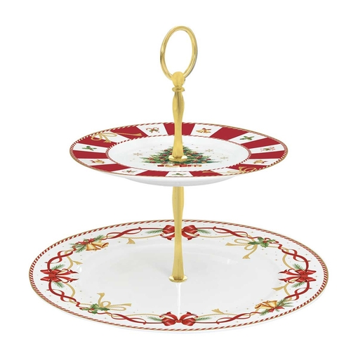 Product Easy Life Christmas Tale Διώροφη Τουρτιέρα Πορσελάνης 27/19cm base image