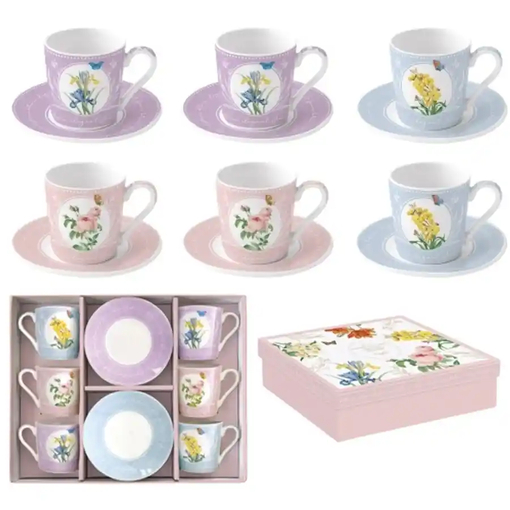 Product Easy Life Σετ 6 Τεμάχια Φλιτζάνια Espresso Πορσελάνης Coffee Mania Royal Blossom 100ml Πολύχρωμο base image