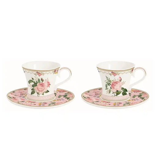 Product Easy Life Σετ 2 Τεμάχια Φλιτζάνια Καφέ Πορσελάνης Chant des Roses 6x6x5cm 80ml Ροζ base image
