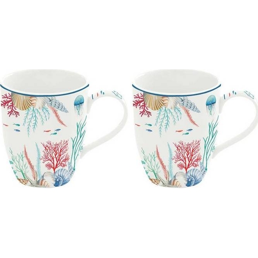 Product Easy Life 2-Piece Set of Sea Breeze Porcelain Mugs 12x9x10cm 350ml Blue/Red base image