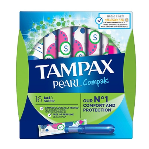 Product Tampax Ταμπόν με Απλικατέρ Compak Pearl Super 16τμχ base image