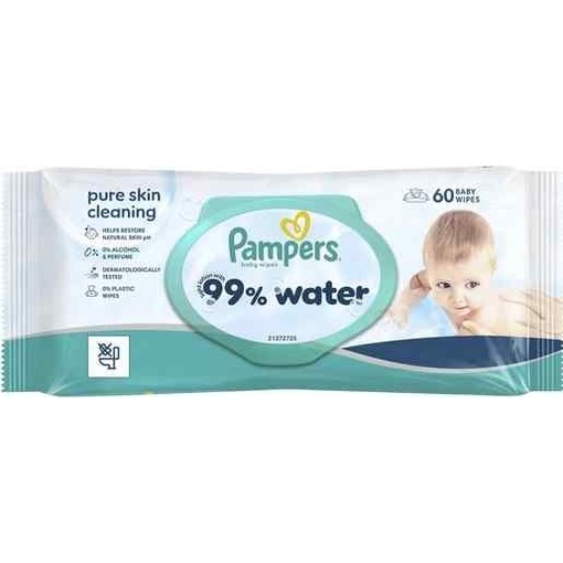Product Pampers 99% Water Baby Wipes 60 pcs base image