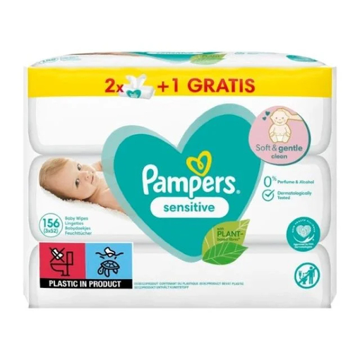 Product Pampers Sensitive Μωρομάντηλα Χωρίς Άρωμα 156 Τεμάχια base image