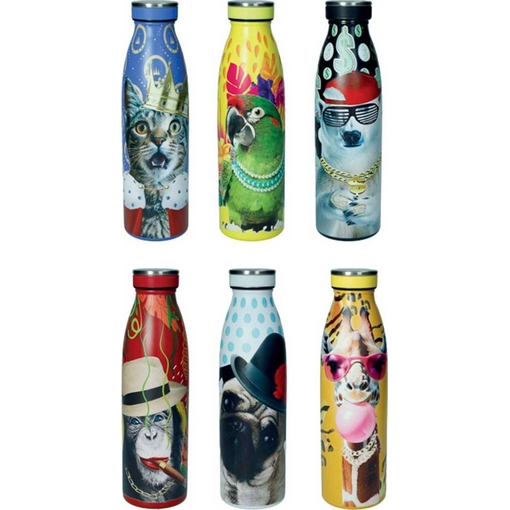 Product Brandani Stainless Steel Thermos Bottle Funny Zoo 6.5x23.5cm 500ml Multicolor base image
