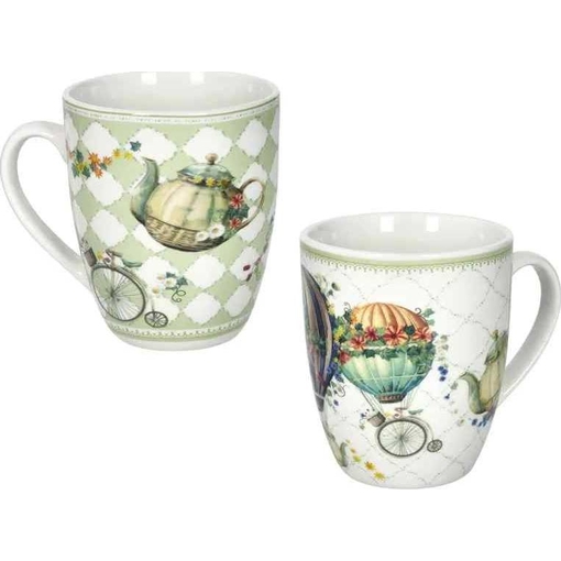 Product Brandani Set of 2 Porcelain Mugs Wonderland 9 x 10 cm 350ml White Green base image
