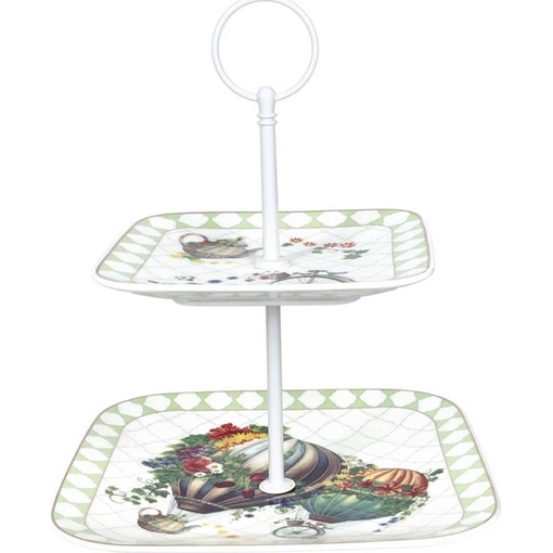 Product Brandani Two-Tier Porcelain Ordination Plate Wonderland 19x19x23.5cm 0lt Multicolor base image