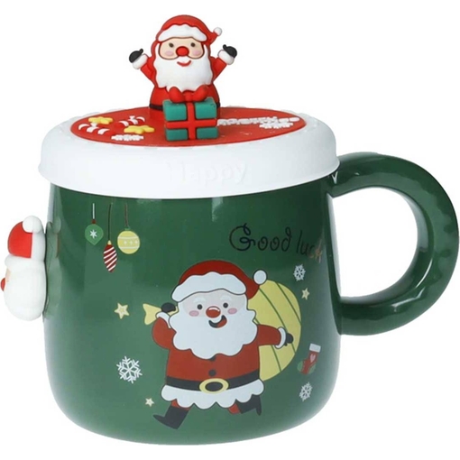 Product Santa Porcelain Mug With Silicone Lid Κούπα Πορσελάνη Με Καπάκι Σιλικόνης Μαγνητάκι base image