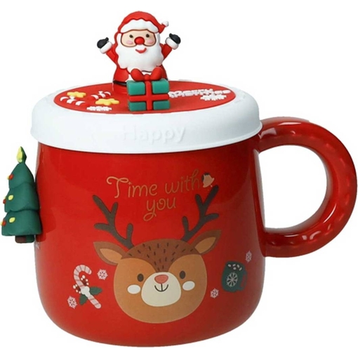 Product Christmas Tree Porcelain Mug With Silicone Lid Κούπα Πορσελάνη Με Καπάκι Σιλικόνης Μαγνητάκι base image