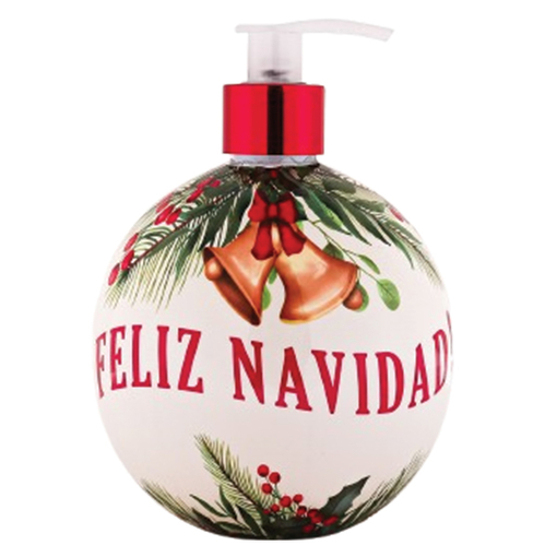 Product Simple Pleasures Liquid Hand Soap with Sugared Plum and Dispenser Christmas Ball Feliz Navidad Beige 500ml base image