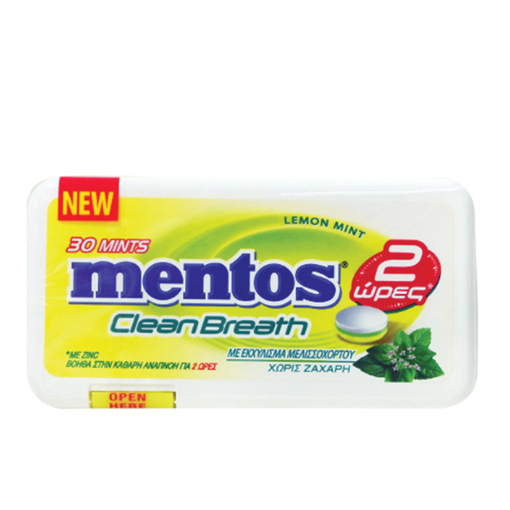 Product Mentos Καραμέλες Παστίλιες Clean Breath Lemon Mint Χωρίς Ζάχαρη 21g base image