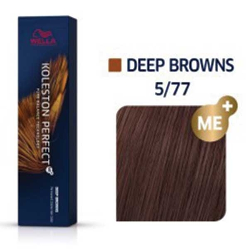 Product Wella Professionals Koleston Perfect Me+ Deep Browns 60ml - No 5/77 Καστανό Ανοιχτό Καφέ Έντονο base image