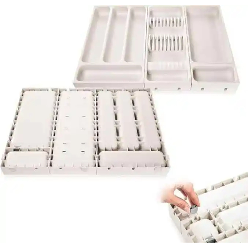 Product Tescoma Flexispace Plastic Cutlery Tray in Beige 7.4x37cm base image