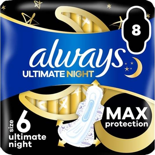 Product Always Ultimate Night Max Protection Size 6 Pads 8pcs base image