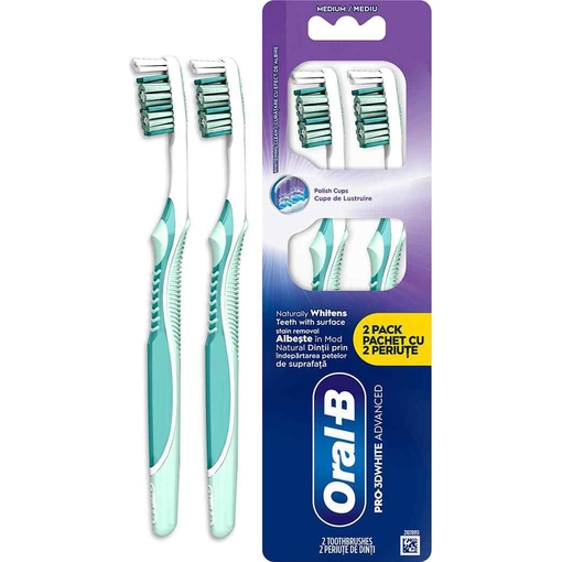 Product Oral-B Pro 3D White Advanced Χειροκίνητη Οδοντόβουρτσα 2τμχ base image