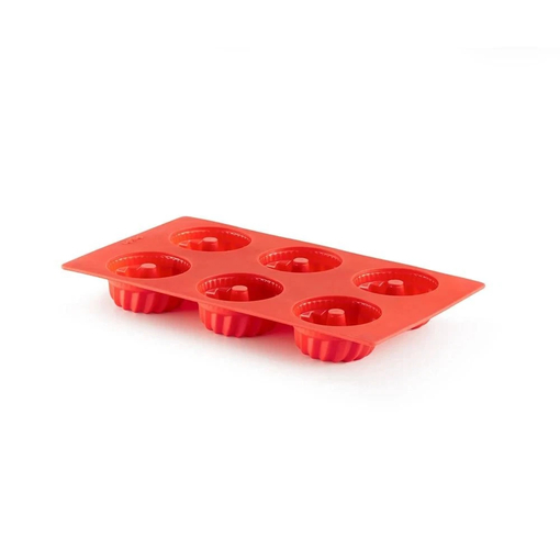 Product Lékué Φόρμα για Ντόνατς Σιλικόνης Platinum 30x18cm 6τμχ. Κόκκινη base image