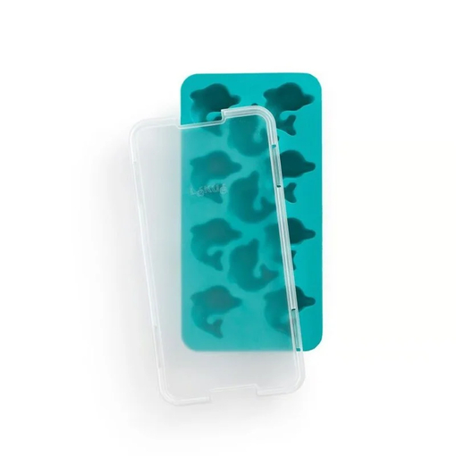 Product Lekue Παγοθήκη με Καπάκι Τιρκουάζ Για 11 Παγάκια Δελφινάκια Συνθετική base image