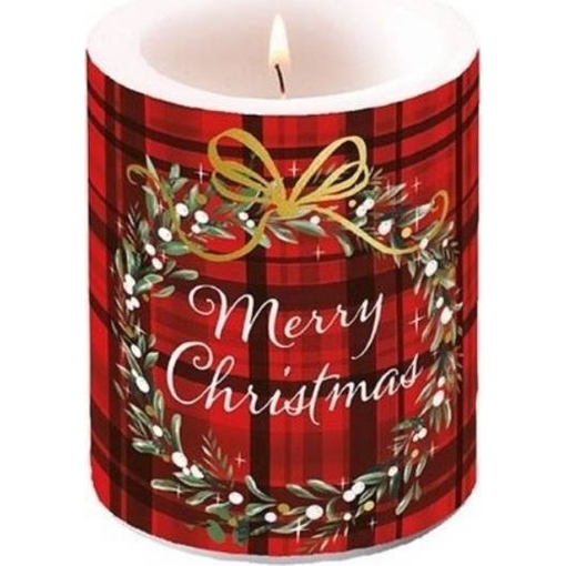 Product Christmas Plaid Red Candle Κερί Καρό Κόκκινο 12cm base image