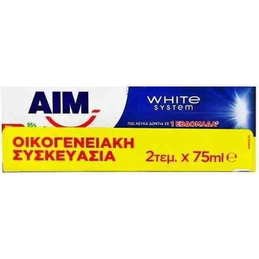 Product AIM White System Οδοντόκρεμα για Φυσική Λεύκανση 2x75ml base image