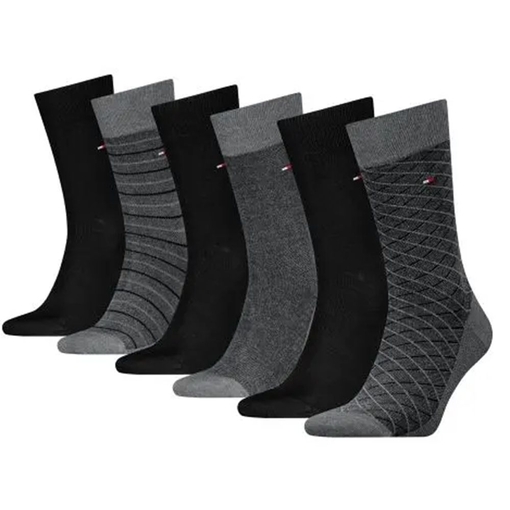 Product Tommy Hilfiger Ανδρικές Κάλτσες TH Σετ 6τμχ σε Κουτί Δώρου - Σκούρο Γκρι/Μαύρο base image