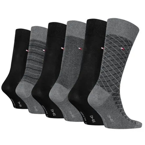 Product Tommy Hilfiger Ανδρικές Κάλτσες TH Σετ 6τμχ σε Κουτί Δώρου - Σκούρο Γκρι/Μαύρο base image