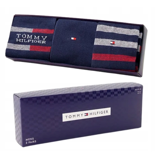 Product Tommy Hilfiger Ανδρικές Κάλτσες TH Σετ 3τμχ σε Κουτί Δώρου - Μαύρο/Κόκκινο base image
