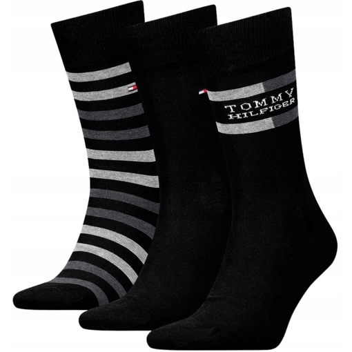 Product Tommy Hilfiger Ανδρικές Κάλτσες TH Σετ 3τμχ σε Κουτί Δώρου - Μαύρο base image