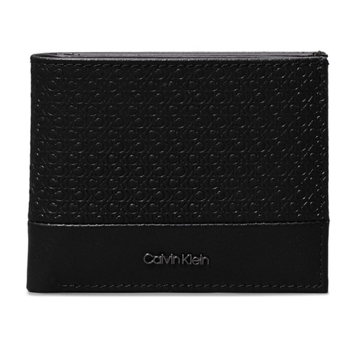 Product Calvin Klein Men's Wallet Logo Leather RFID Billfold Wallet Vertical Lines Messenger S Black base image