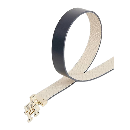 Product Tommy Hilfiger Γυναικεία Μικρή Δερμάτινη Ζώνη Διπλής Όψεως Logo Rev 3.0 Mono Space Blue/White Clay 90cm base image